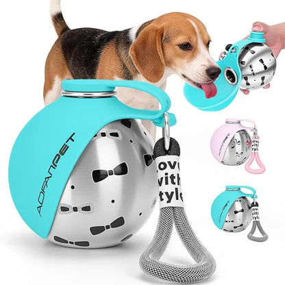 Portable Dog Water Bottle with Flip-Out Bowl – Leak-Proof Travel Water Dispenser for Walks & Hikes