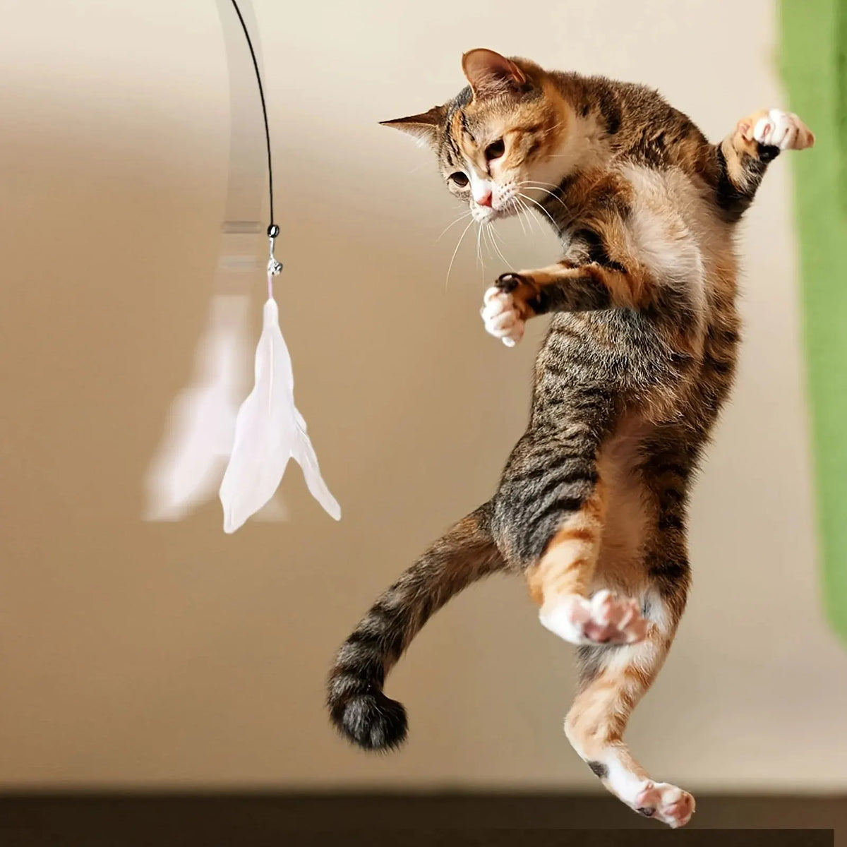 Interactive Cat Teaser Wand – Suction Cup Feather & Bell Toy