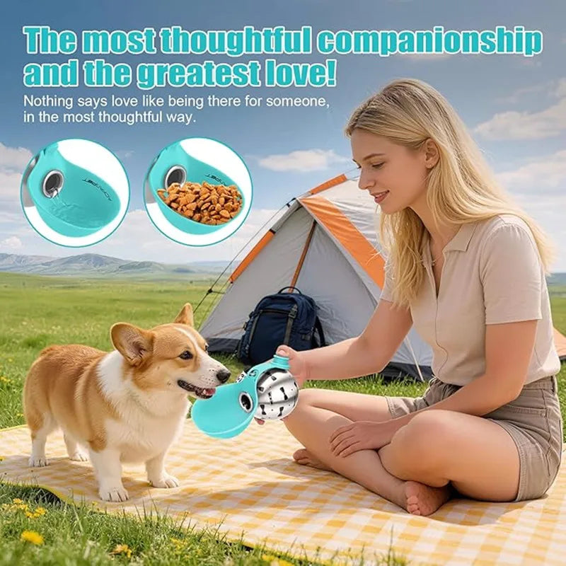 Portable Dog Water Bottle with Flip-Out Bowl – Leak-Proof Travel Water Dispenser for Walks & Hikes
