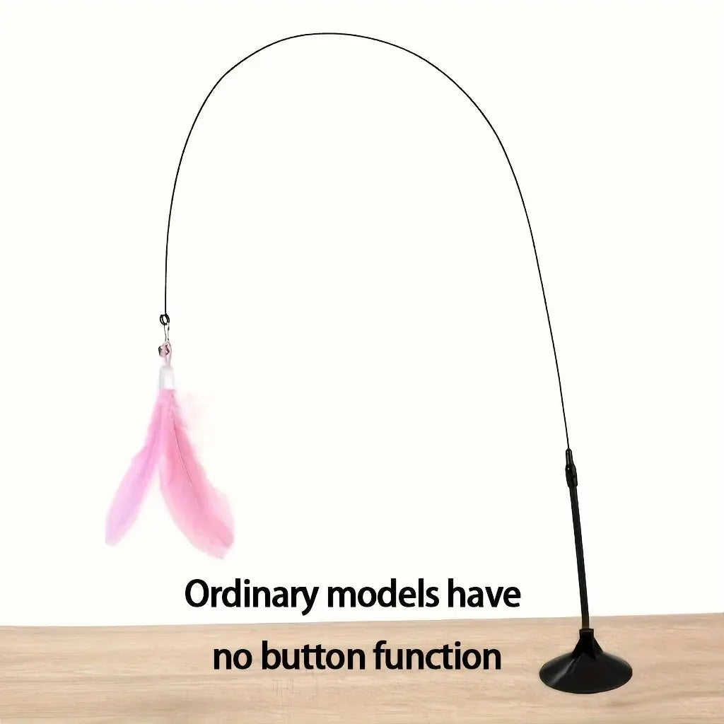 Interactive Cat Teaser Wand – Suction Cup Feather & Bell Toy
