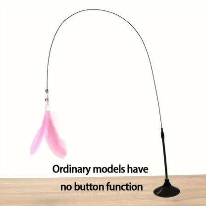 Interactive Cat Teaser Wand – Suction Cup Feather & Bell Toy